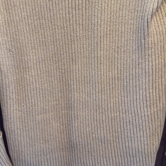 Calvin Klein Tan With Gold Metallic Cowl Neck Sweater - Picture 10 of 14
